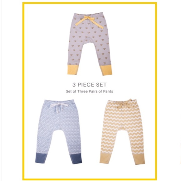 SET OF BABY UNISEX ORGANIC PANTS (3-PC SET) - Picture 1 of 8